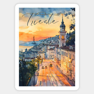 Trieste Italy Watercolor Art – Adriatic Seaside Travel Print Sticker